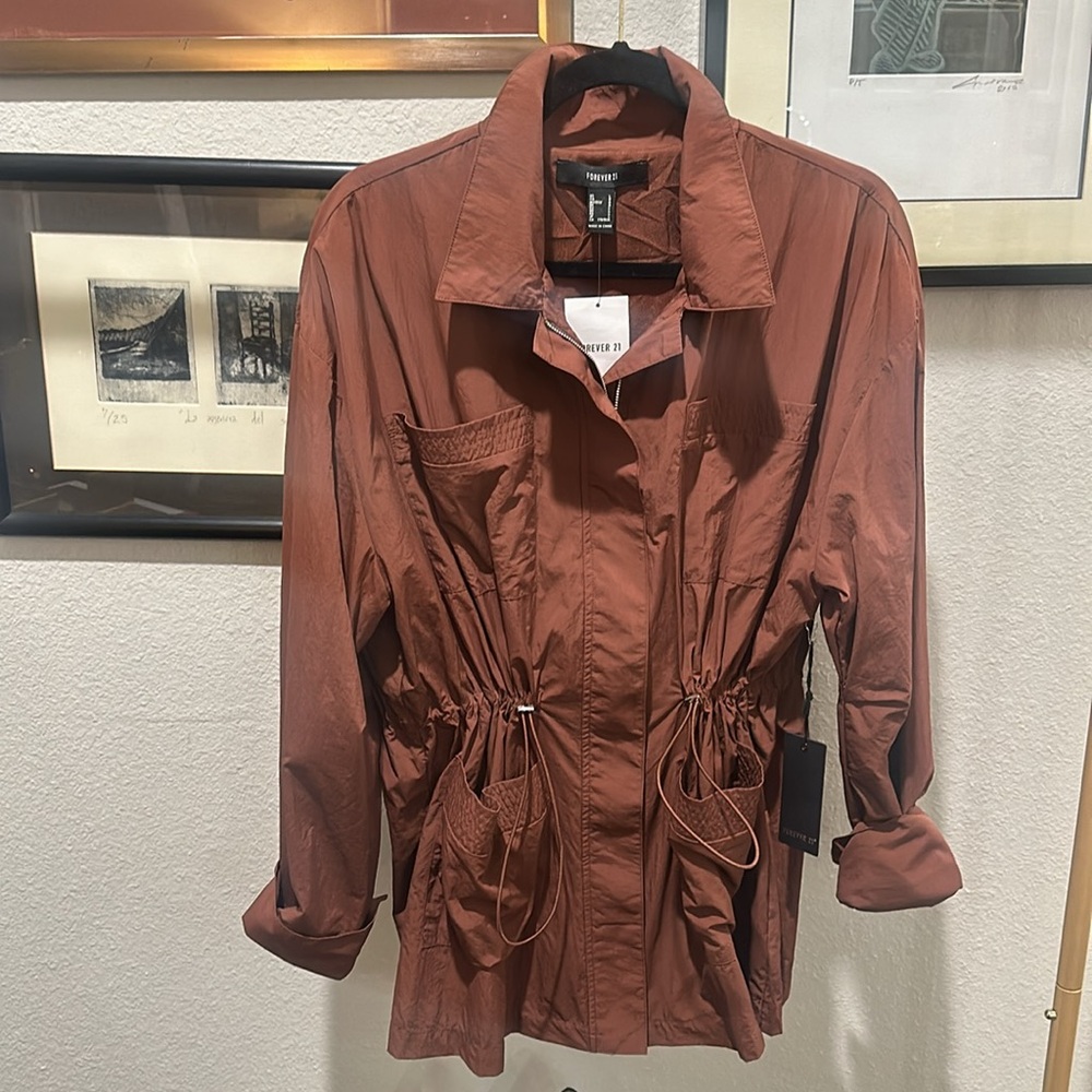 Drawstring Utility Jacket with Pockets - Picture 2 of 5